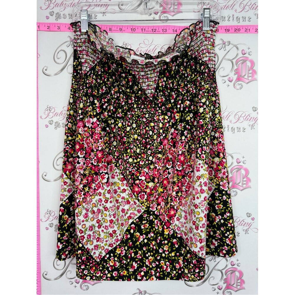 Suzy shier skirt or top Floral Smocked Tube Top - Pink & Black
